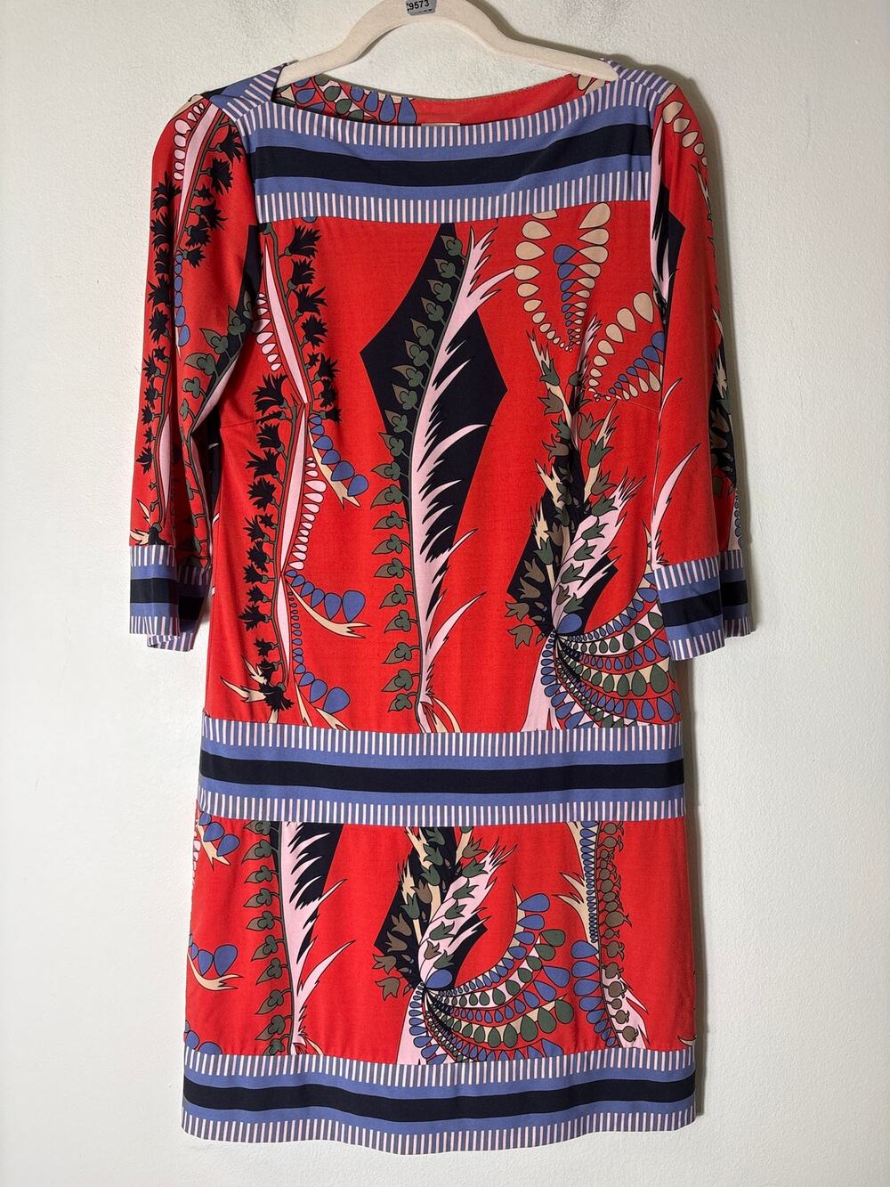 Ali Ra Red Retro Wide Neck 3/4 Sleeve Mini Dress Sz 4